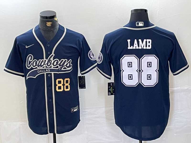 Men%27s Dallas Cowboys #88 CeeDee Lamb Navy Cool Base Stitched Baseball Jerseys